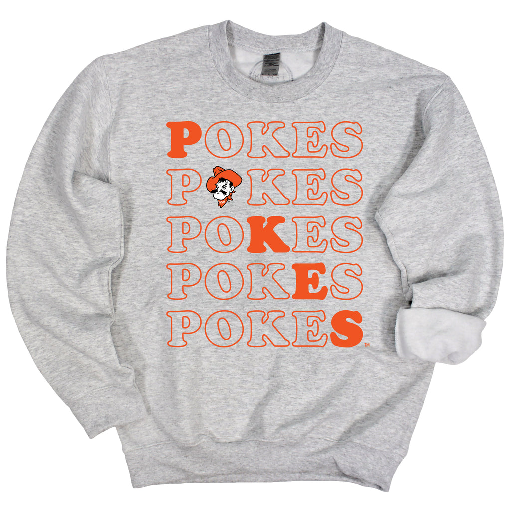 Stacked Crewneck Fleece in Heather Gray - Oklahoma State University