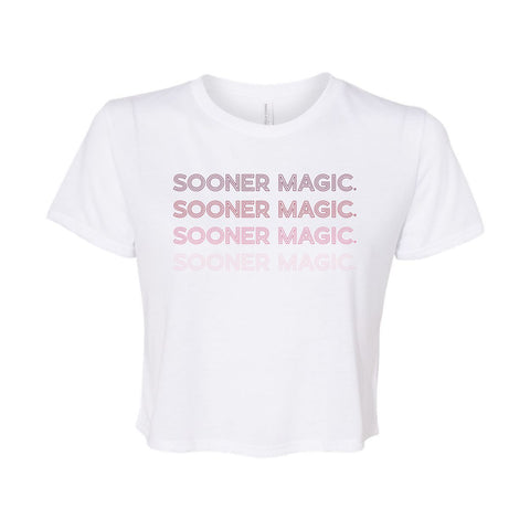 University of Oklahoma Neon Nights Crop Short Sleeve T-shirt in White