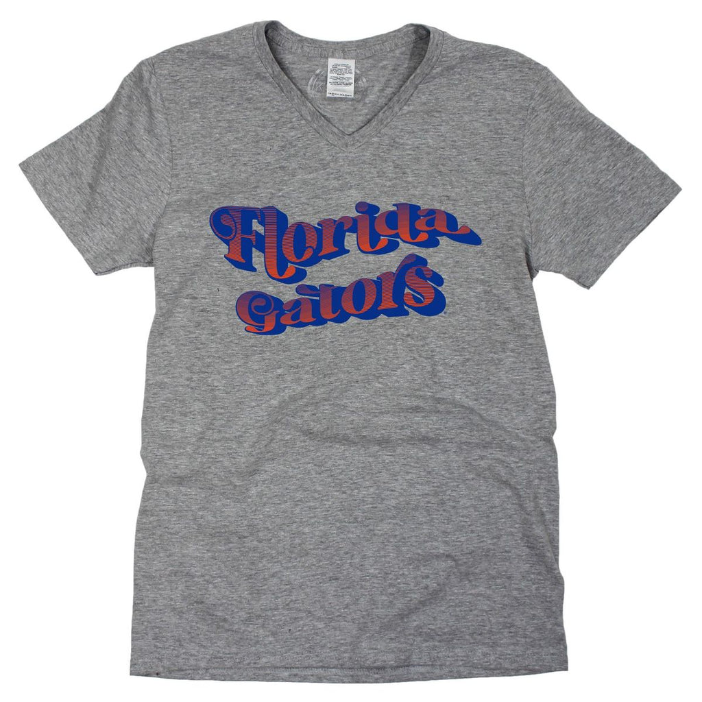 University of Florida Retro Wave V-neck Short Sleeve T-shirt in Gray