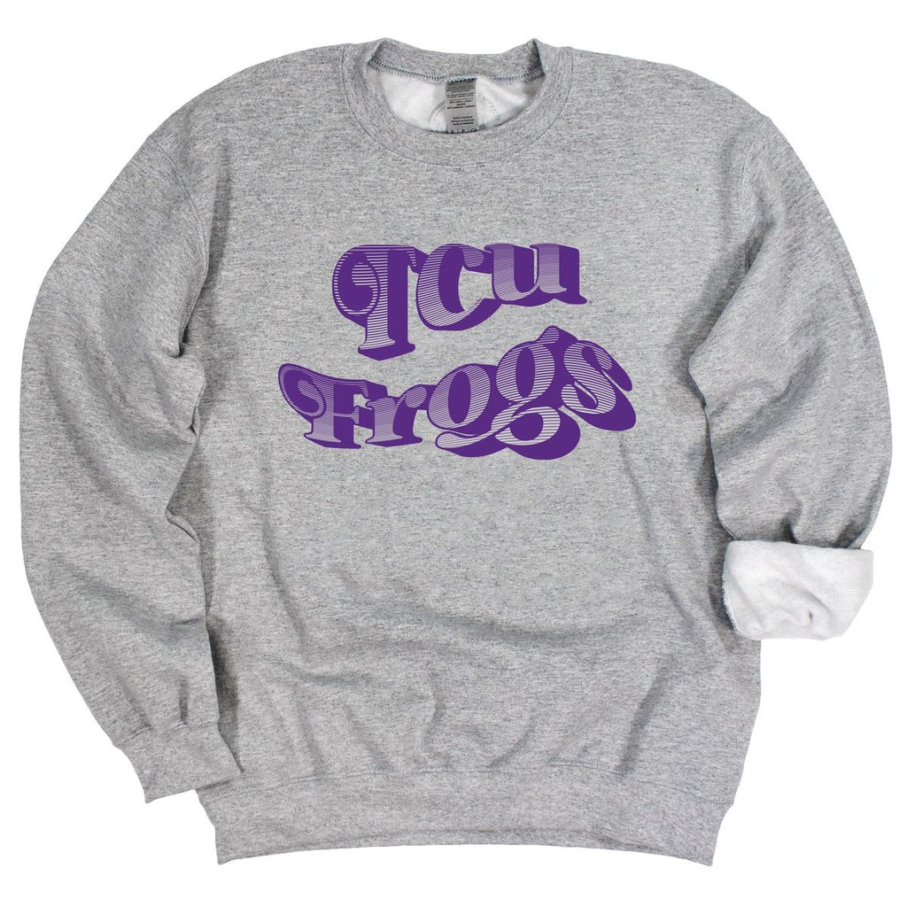 Texas Christian Universtiy Retro Wave Crewneck Fleece in Gray