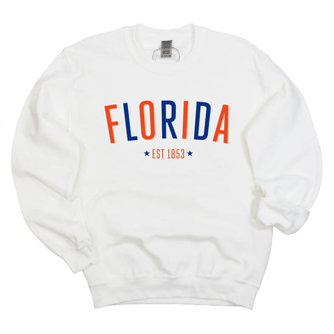 University of Florida Star Arch Crewneck Fleece in White