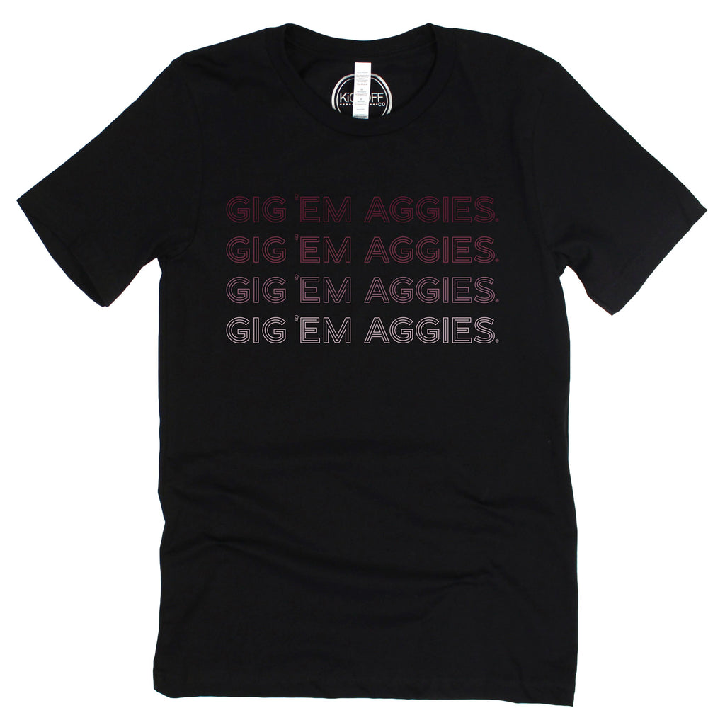 Texas A&M University Neon Nights Short Sleeve T-shirt in Black