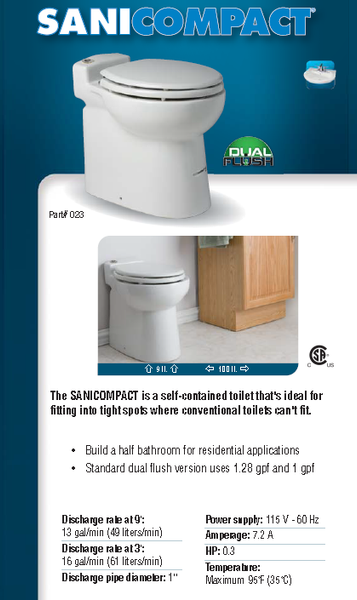 Saniflo 023 Sanicompact Self-contained Macerating Toilet