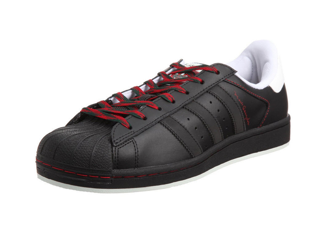 adidas superstar black with red stripes