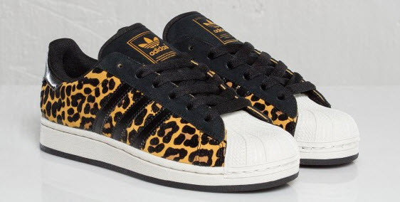 adidas originals superstar trainers with leopard print trim