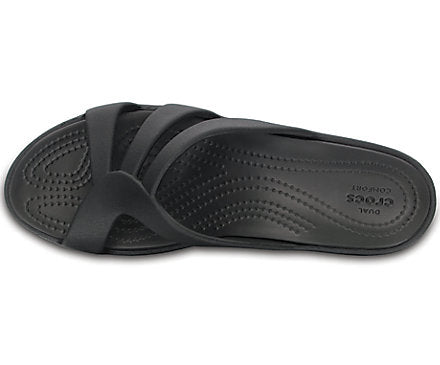 Crocs Women's Sanrah Strappy Wedge Sandals Black – Famous Rock Shop