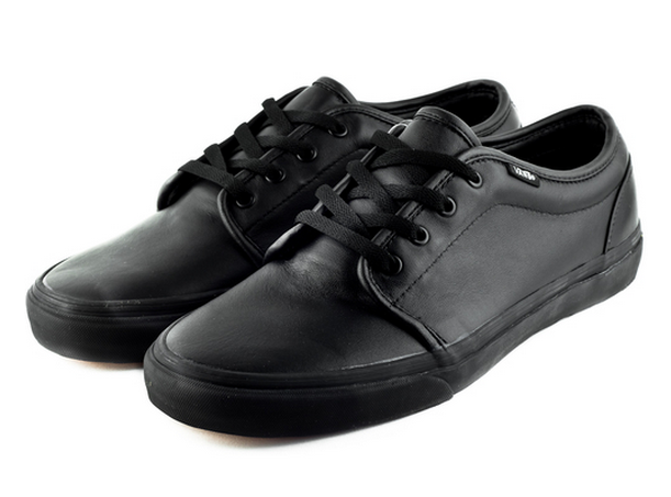 vans black leather shoes