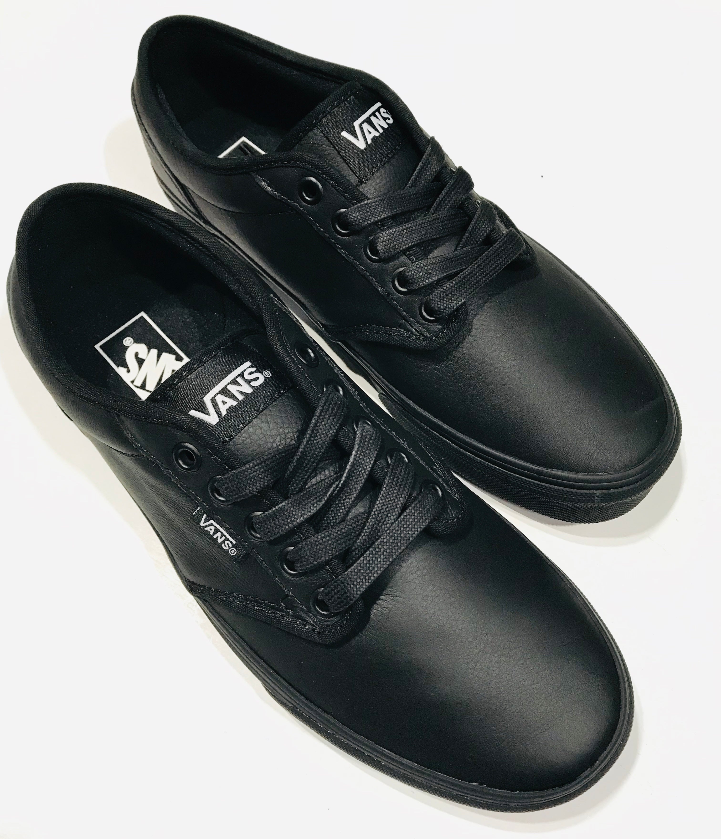 Vans Atwood Mono Black Leather School Shoes Famous Rock Shop