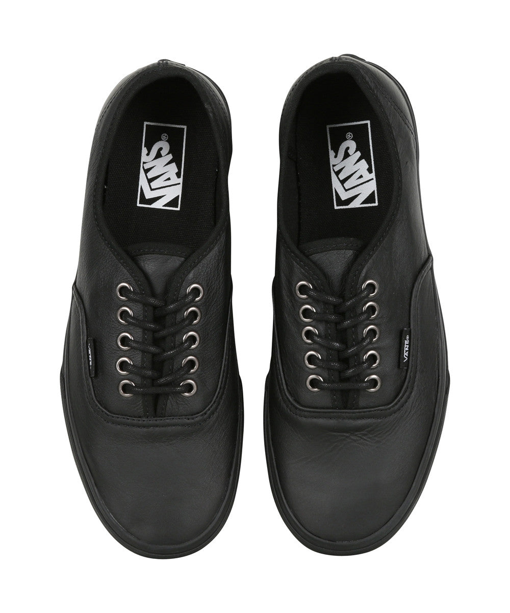 black leather lace up vans