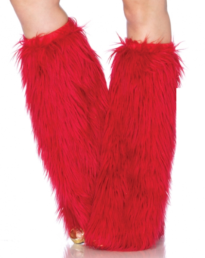 Furry Leg Warmers Red