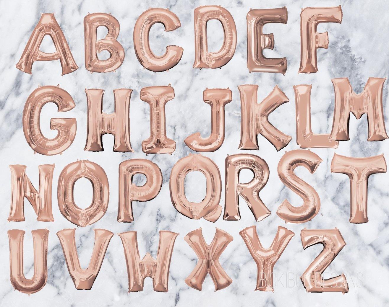 rose gold mylar letter balloons