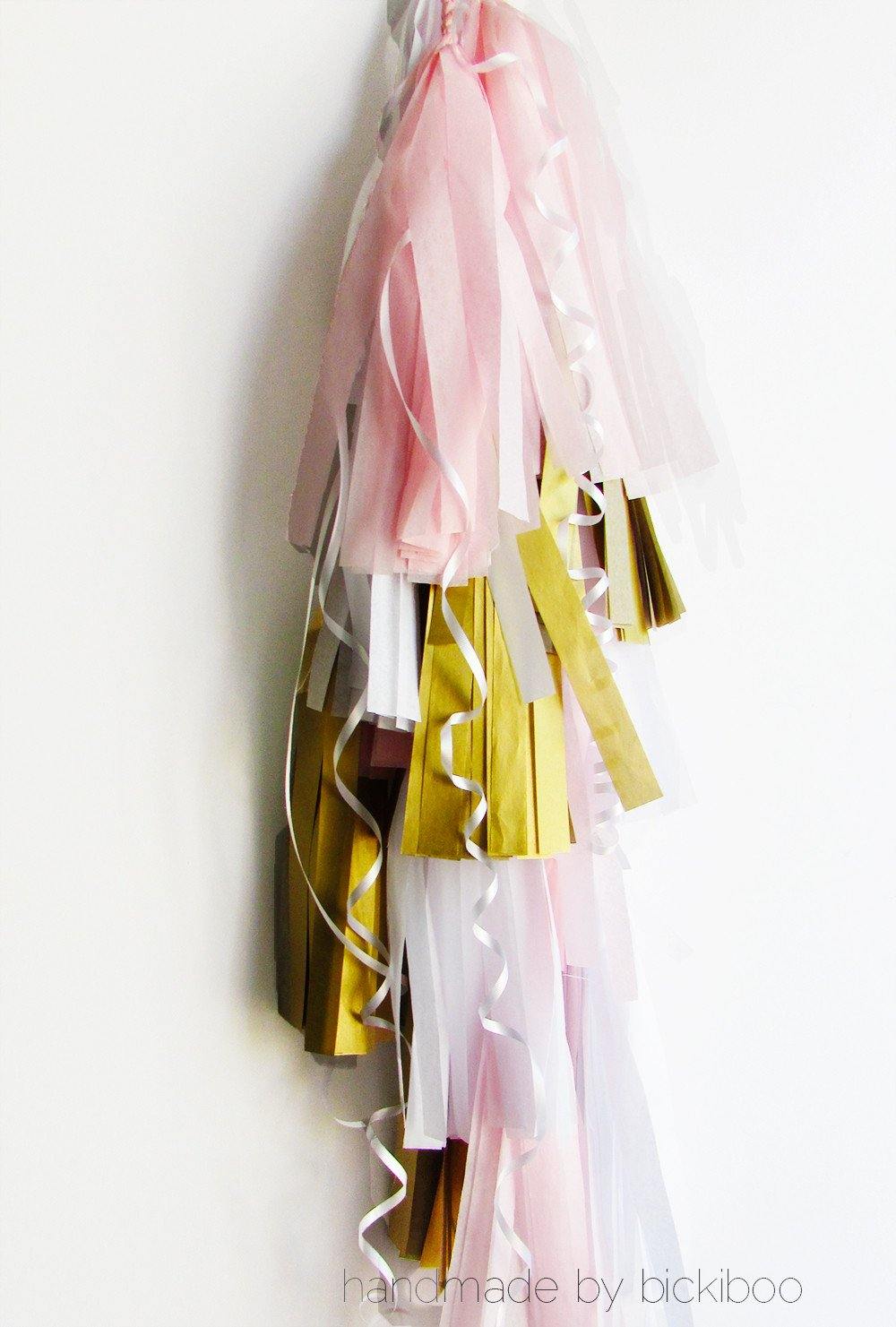 pink and gold tassel garland