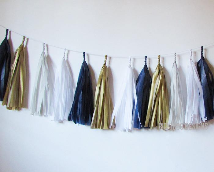 navy tassel garland