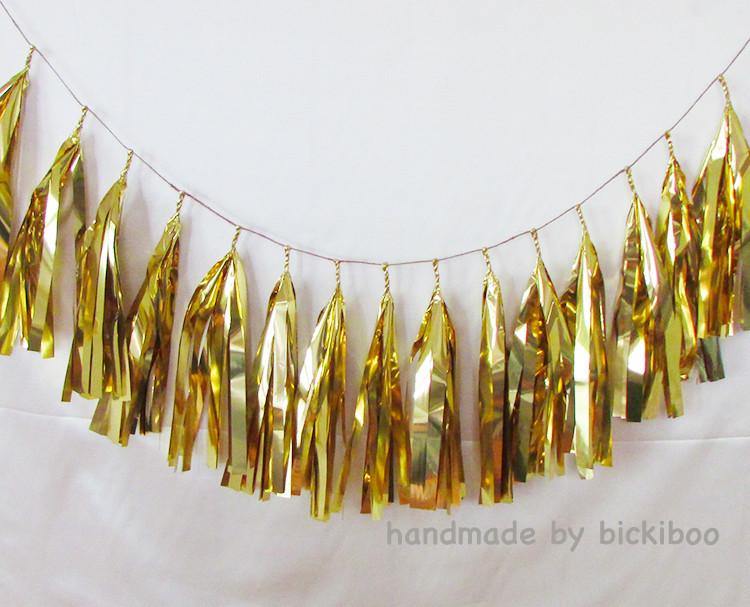 Tissue Paper Tassel Garland - Gold Foil 