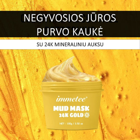 IMMETEE Mascarilla facial de barro del Mar Muerto con oro mineral de 24 quilates y colágeno Máscara de barro de cerdo muerto 24K Gold - AurelijosSPA