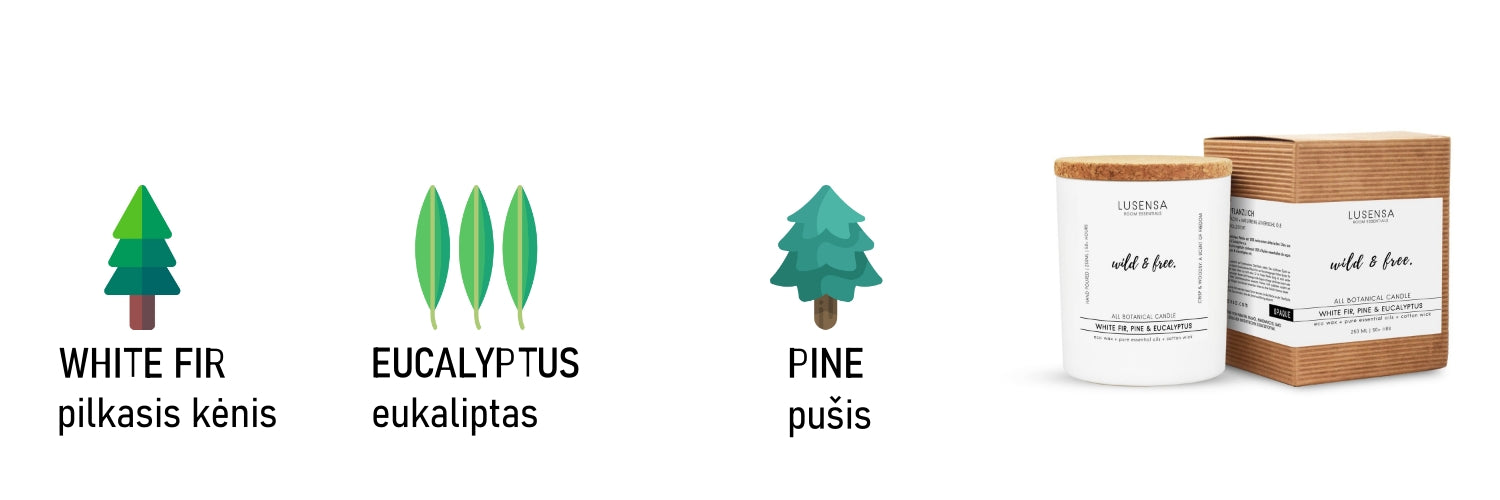 LUSENSA | Prabangi mediena ir mišku kvepianti namų žvakė "LAUKINIS" pagaminta iš natūralių eterinių aliejų - AurelijosSPA