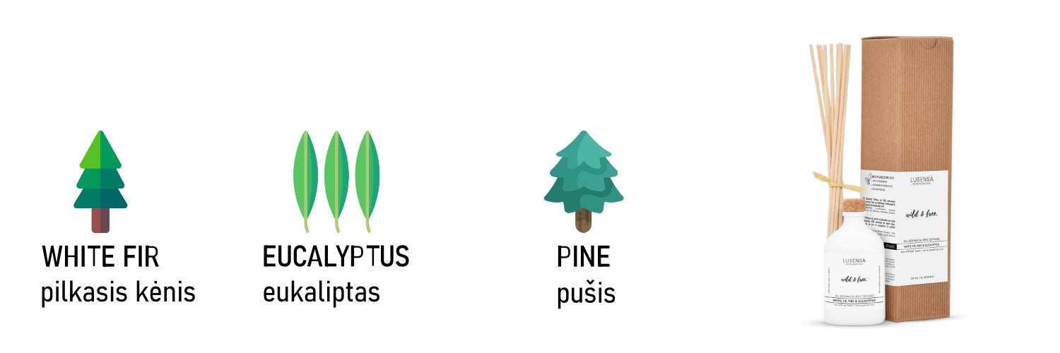 LUSENSA | Prabangus medienos namų kvapas "LAUKINIS" su natūraliais eteriniais aliejais - AurelijosSPA