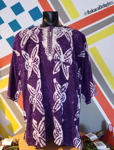 Menu0027s Batik Dashiki Top - Purple u2013 Ankara Delights