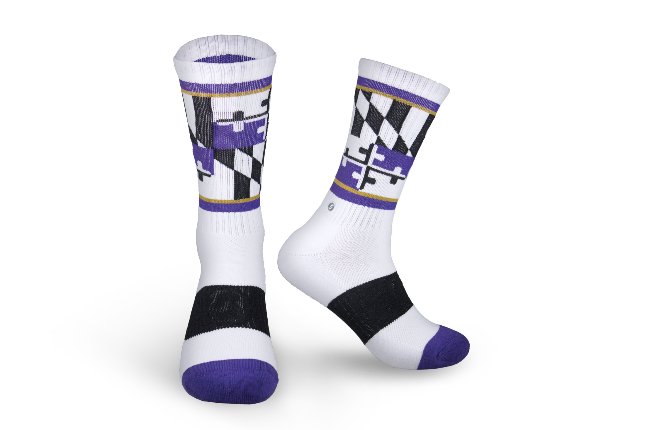 Official Baltimore Skyline Socks for Ravens, Orioles, and Terps Fans One Size Fits Most / Black Purple