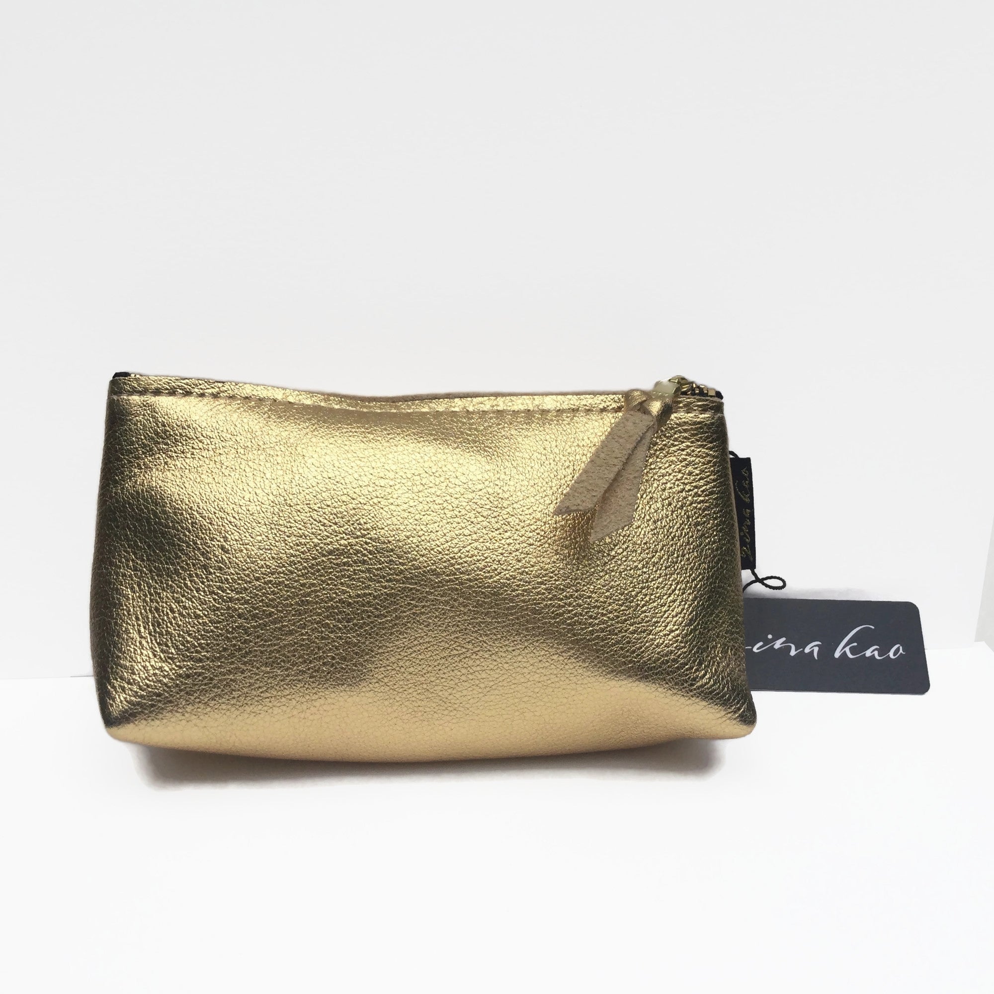 gold leather pouch