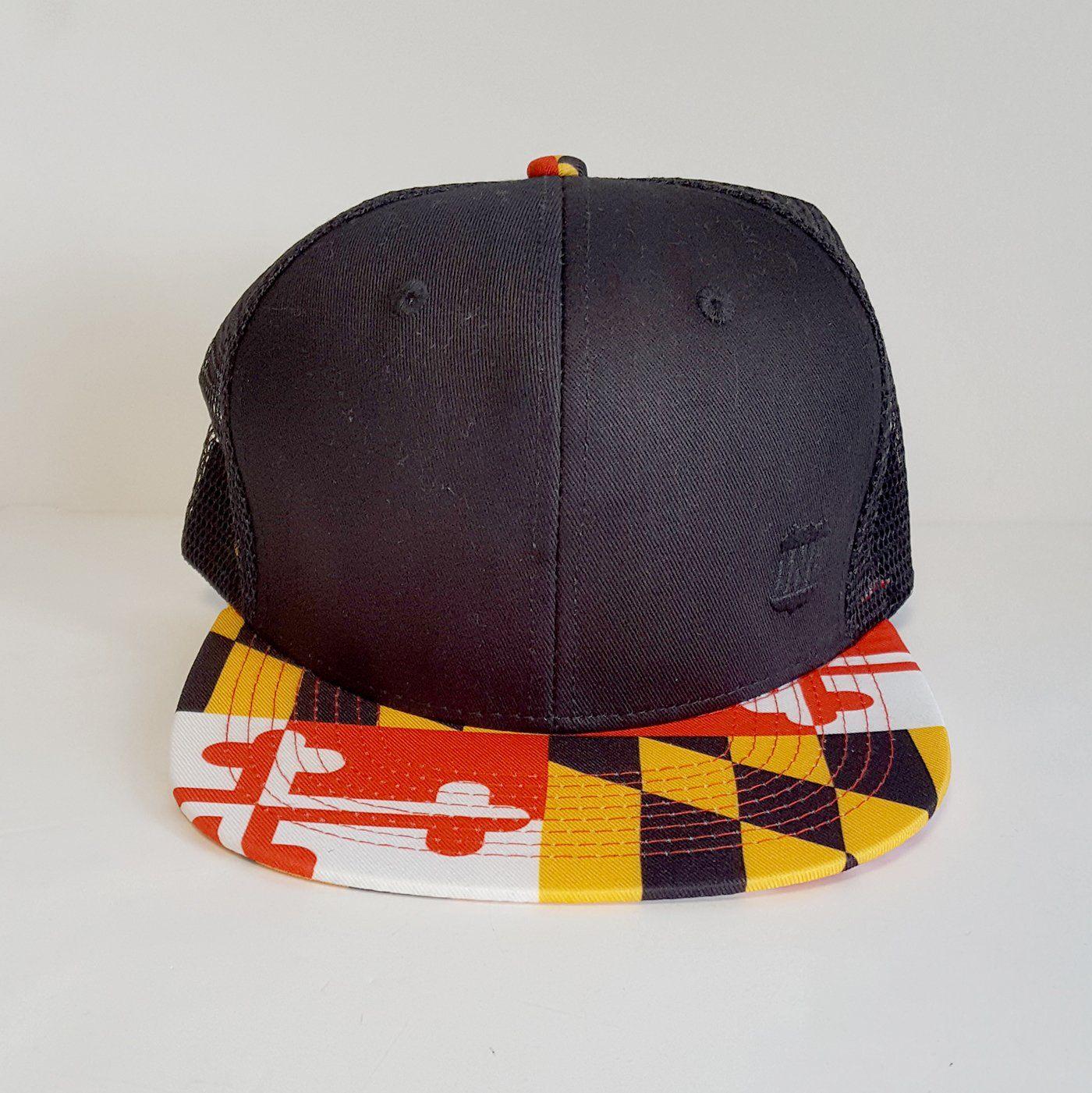 Basic Maryland Flag Brim (Black) / Flat Trucker Hat