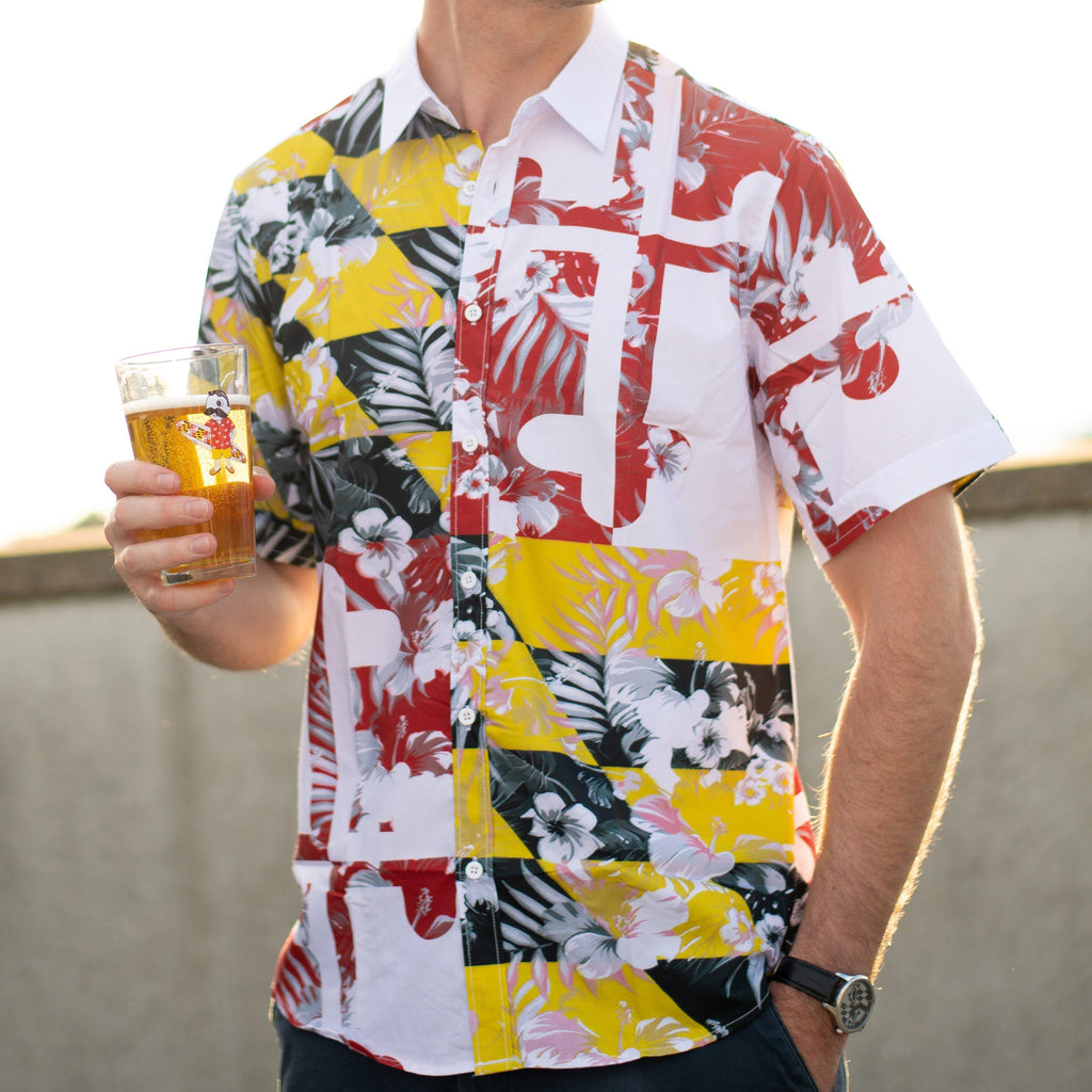 Maryland Flag Floral / Hawaiian Shirt – Route One Apparel