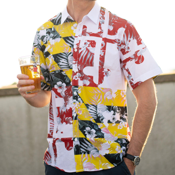 Maryland Flag Floral / Hawaiian Shirt | Route One Apparel