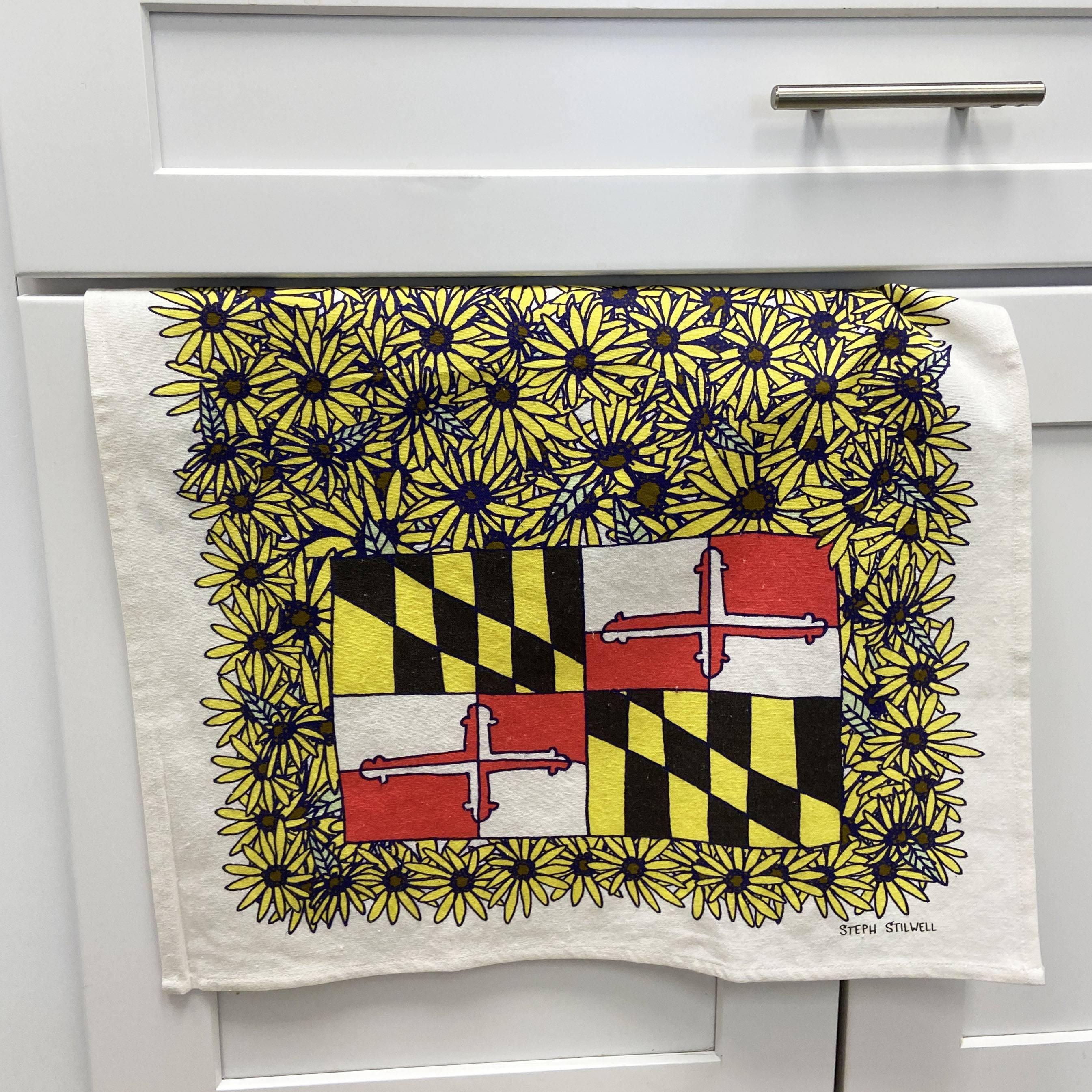 Maryland Flag And Black Eyed Susan Kitchen Towel Route One Apparel