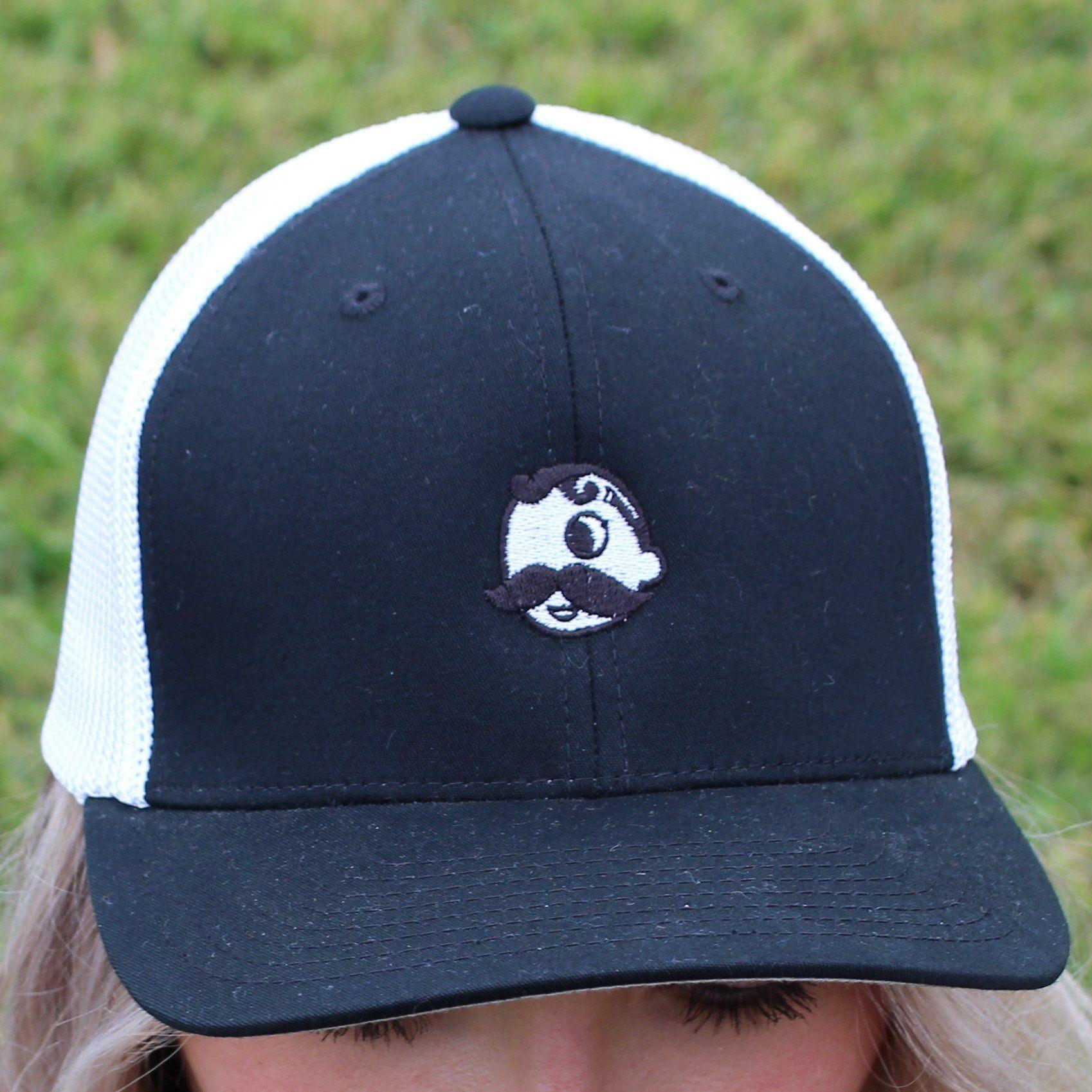 Natty Boh Logo (Black w/ White Mesh) / Flat Brim Trucker Hat