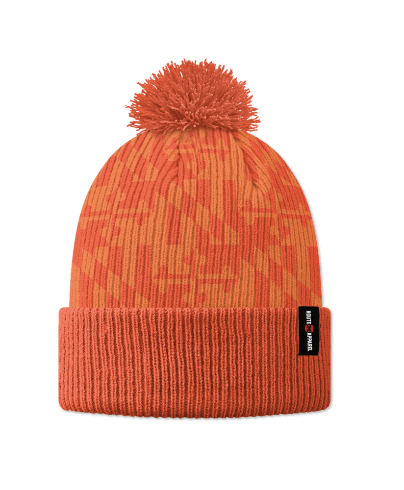 Orange Maryland Flag / Knit Beanie Cap w/ Pom-Pom