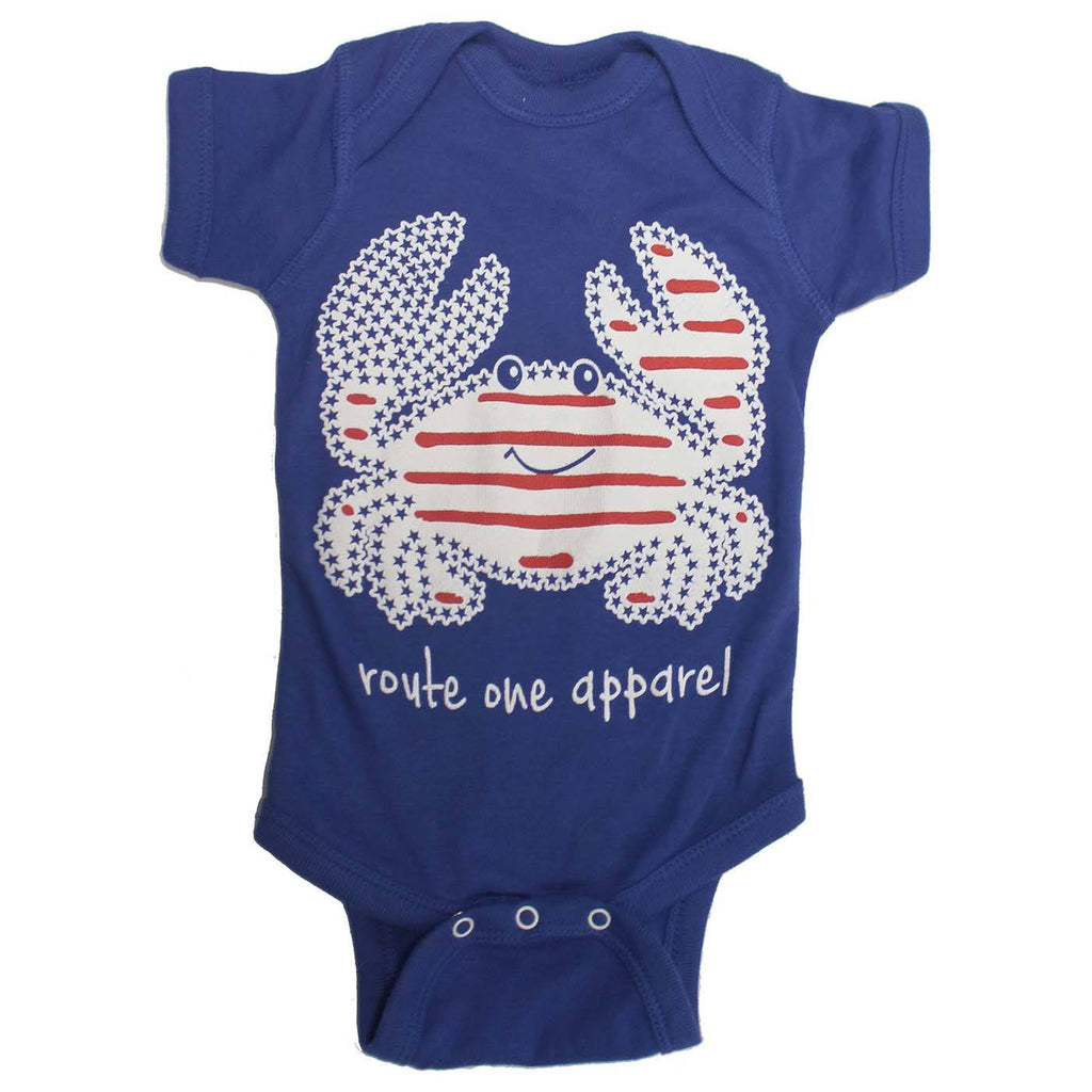 Stars & Stripes Crab (Royal Blue) / Baby Onesie – Route One Apparel