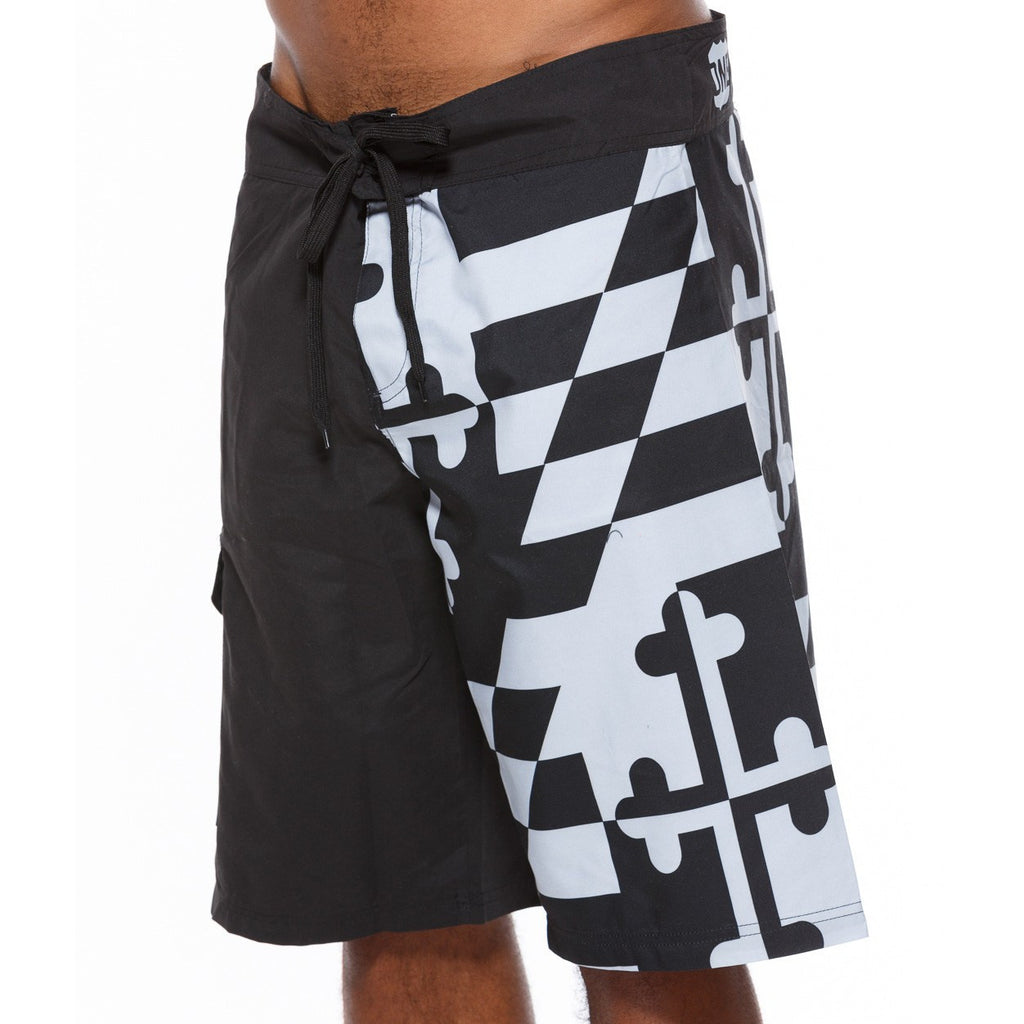 Greyscale Maryland Flag Board Shorts – Route One Apparel