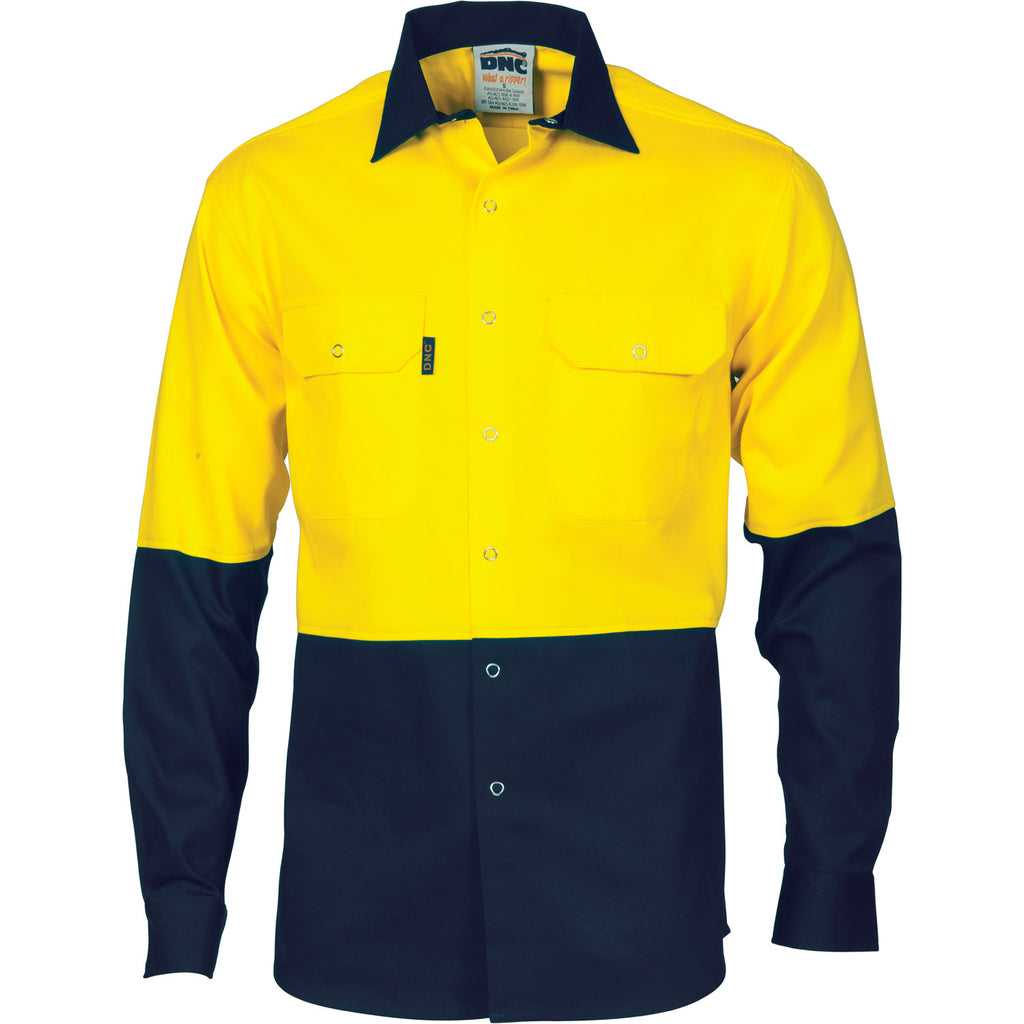 DNC HiVis Two Tone Drill Shirt With Press Studs (3838) – Budget Workwear