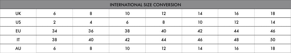 International size chart