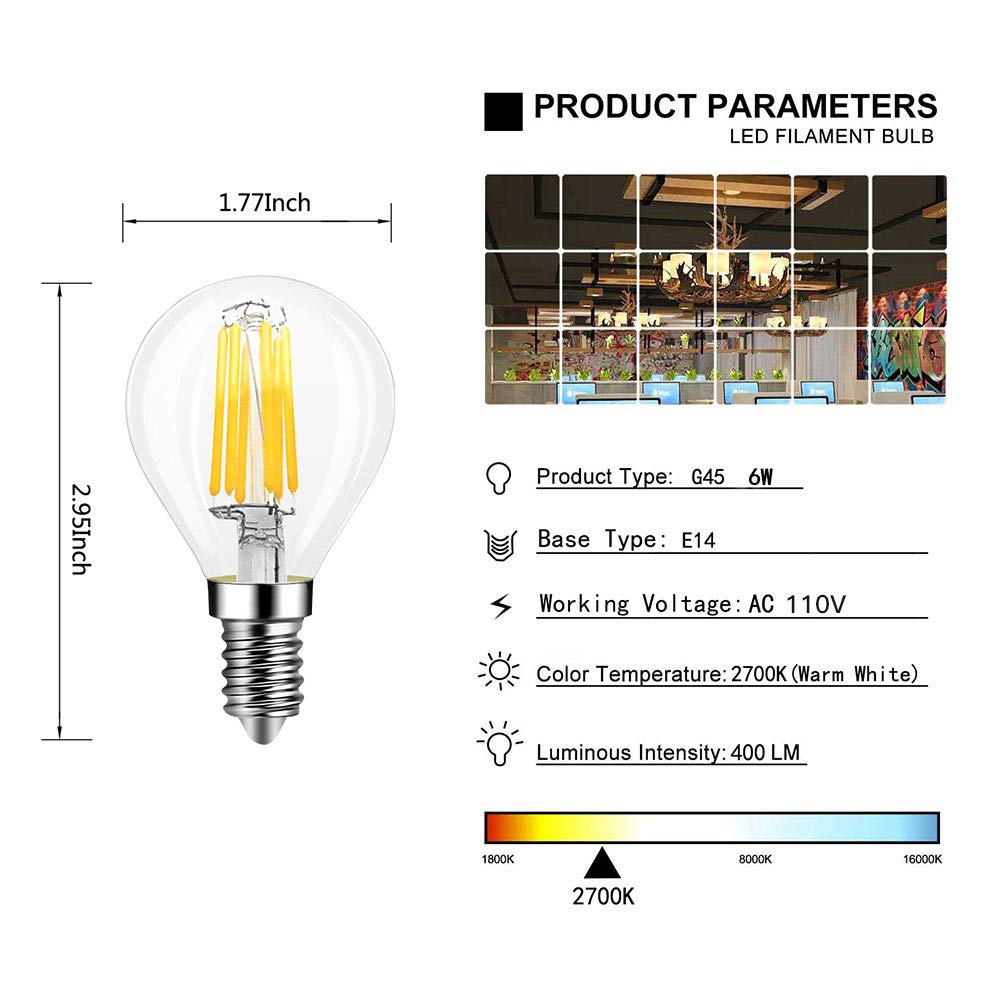 Civic Kritiek Voor u 4Pcs E14 Dimmable LED Filament Bulb (6W warm white)
