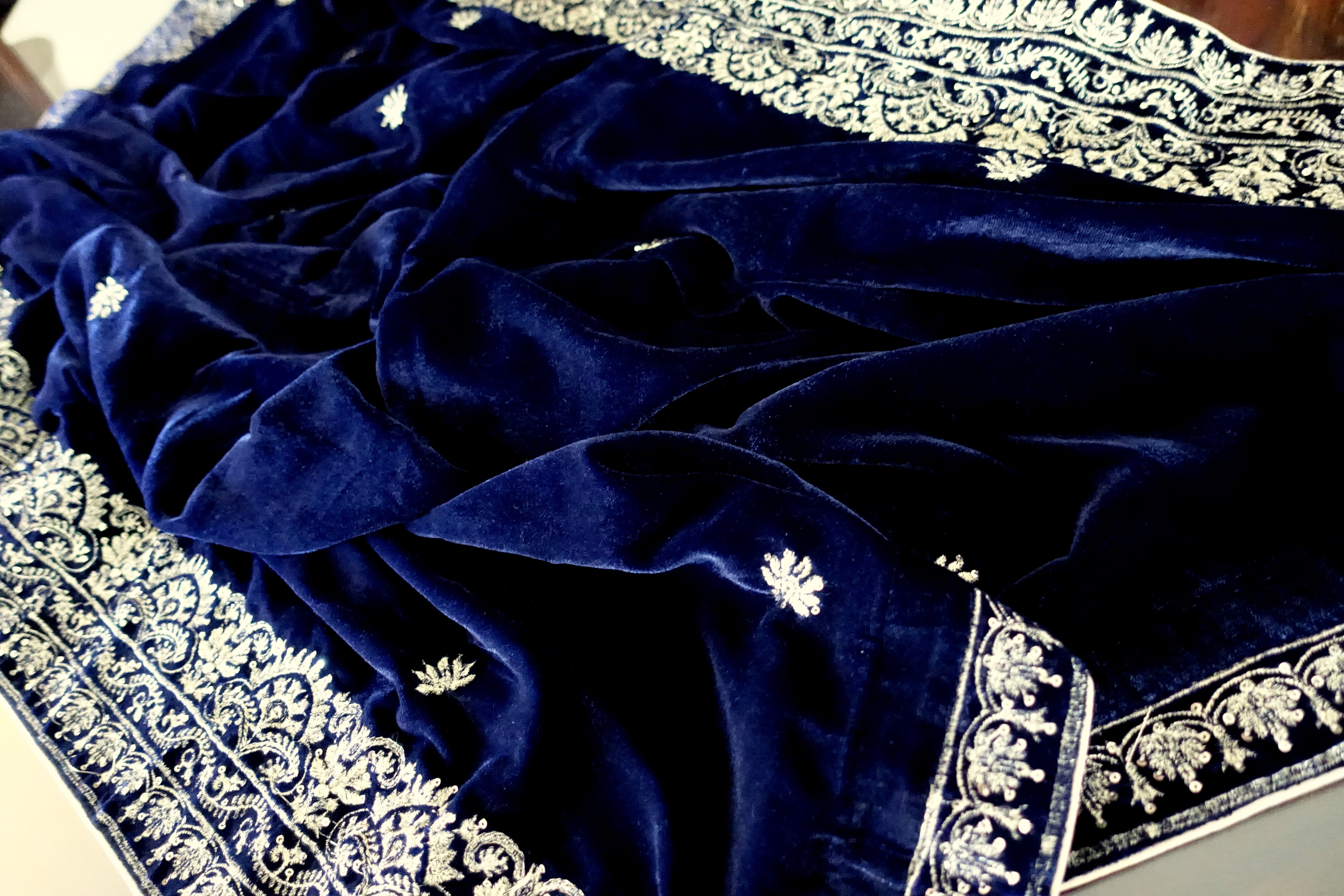 navy velvet shawl