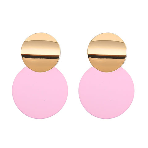 Gold and Pink Circle Earrings
