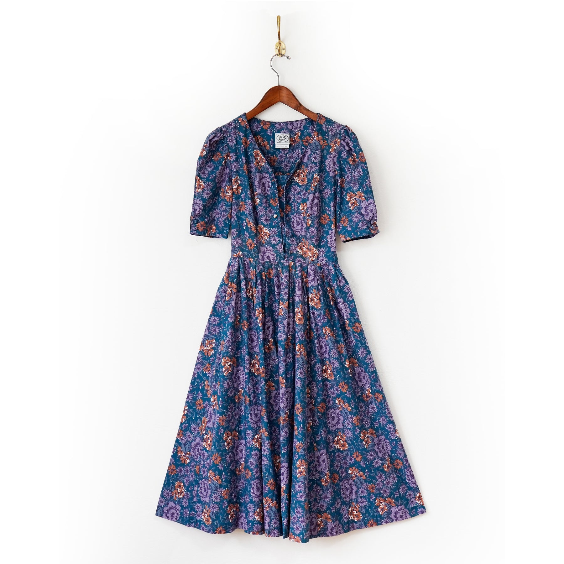 1980s Laura Ashley Floral Dress / ローラアシュレイ・フローラルドレス (teal)