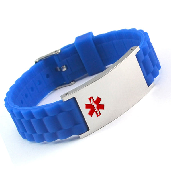Medical Alert ID - Blue Silicone Bracelet | Mimosura Jewellery for Kids