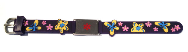 Medical Alert ID - Purple Silicone Bracelet | Mimosura Jewellery for Kids