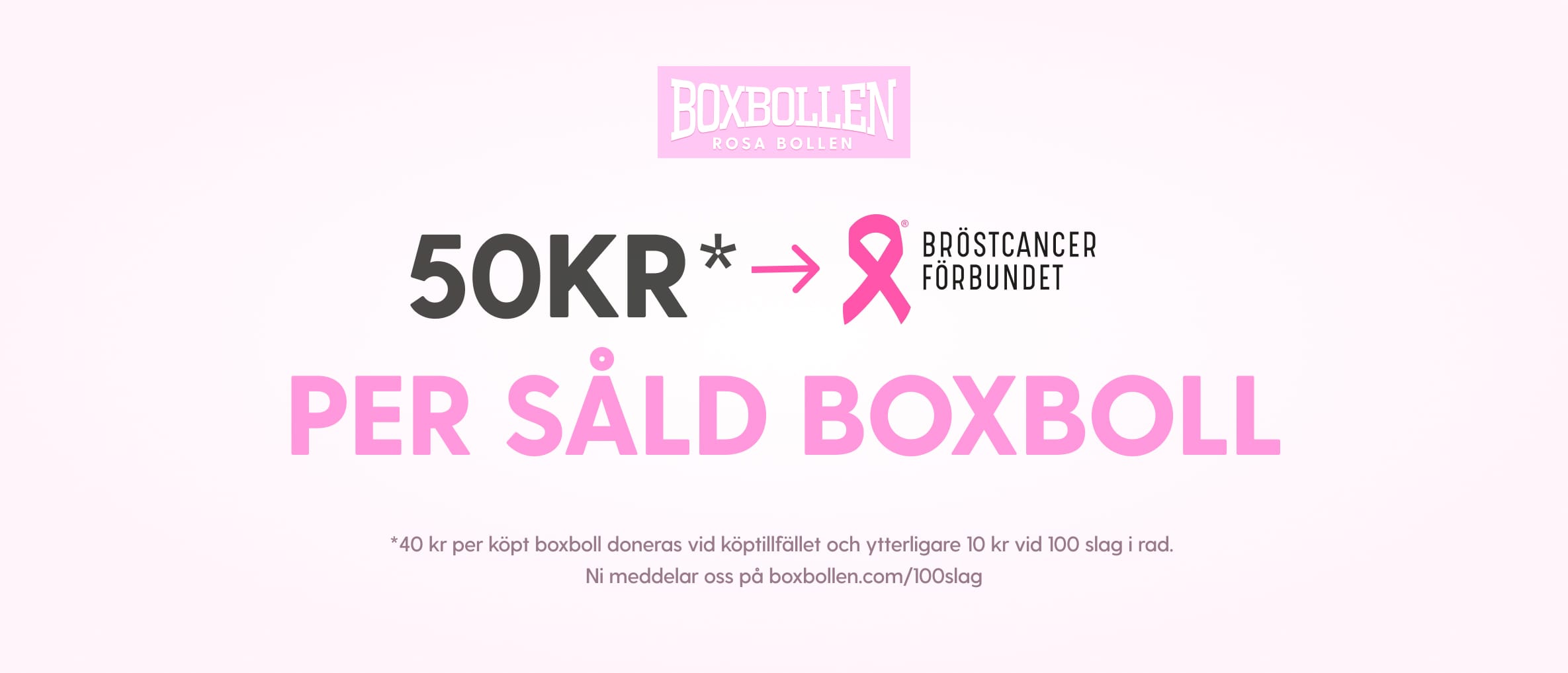 50kr per såld boxboll går till Bröstcancerförbundet