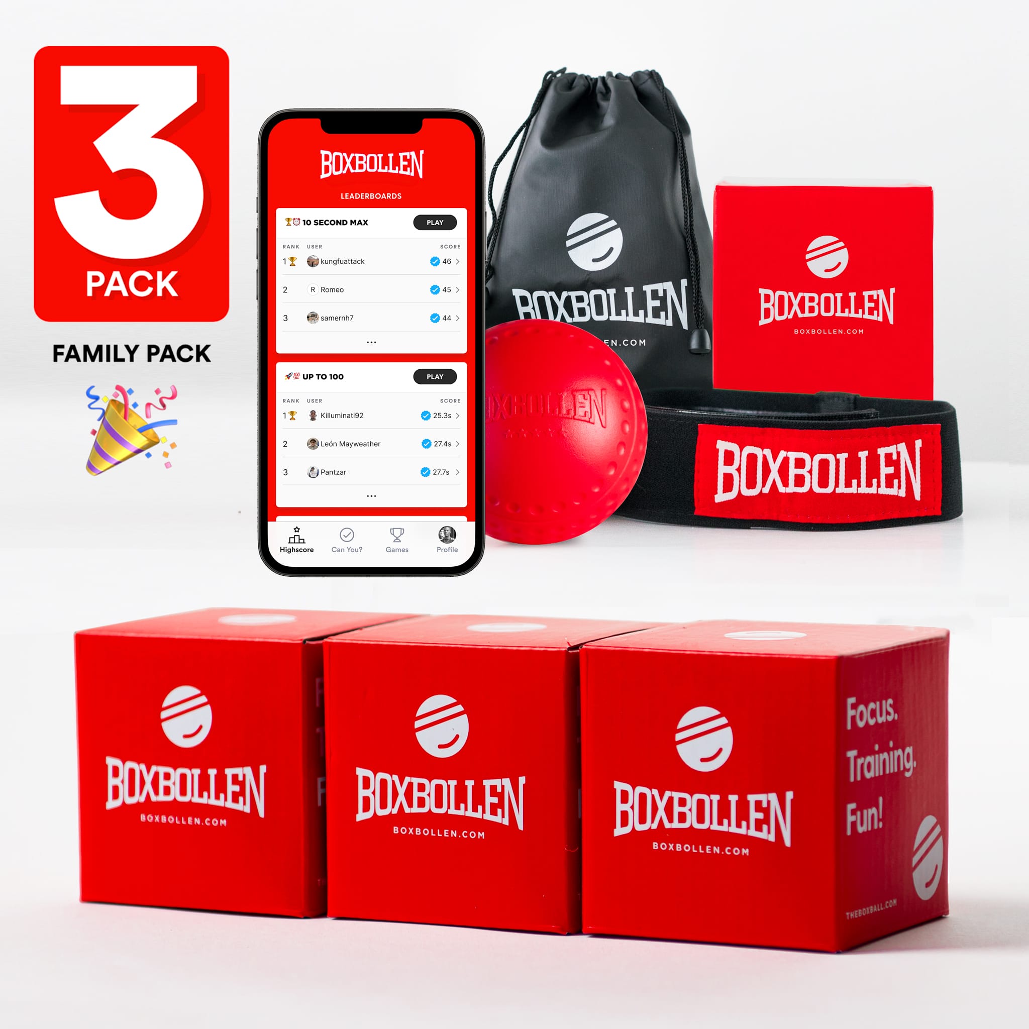 Red 3-Pack 🎈 (3x) - Boxbollen product image