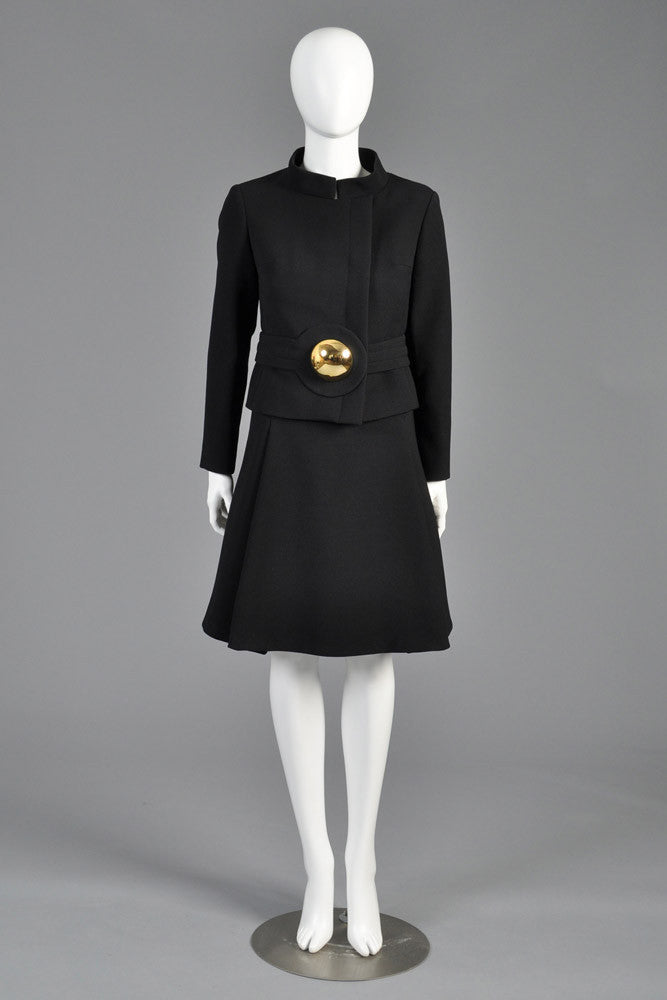 Pierre Cardin 1960s Wool Suit With Gold Brooch | BUSTOWN MODERN