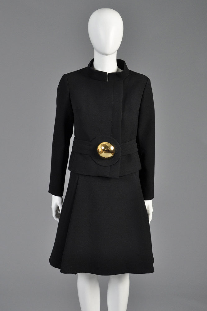 Pierre Cardin 1960s Wool Suit With Gold Brooch | BUSTOWN MODERN