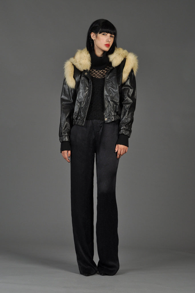 Fox Fur Shoulders Leather Biker Jacket – Bustown Modern