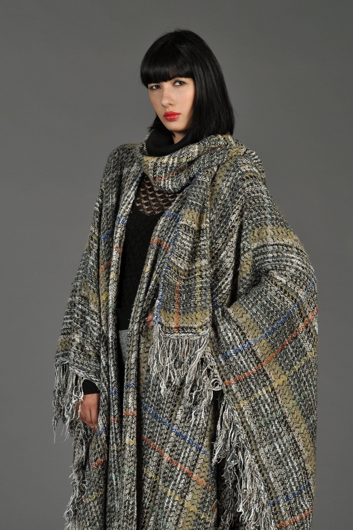 1970s Woven Shaggy Blanket Coat with Scarf | BUSTOWN MODERN