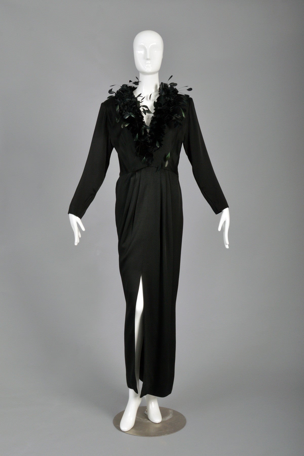 Dramatic Givenchy Plunging Couque Feather Neck Gown | BUSTOWN MODERN