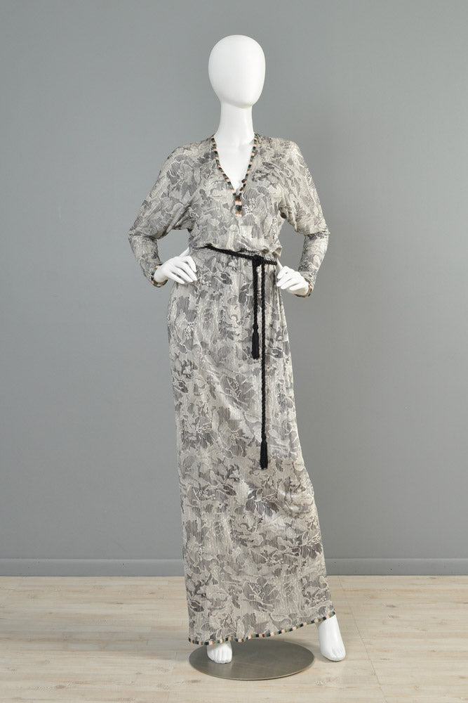 1970s Missoni Op Art Floral Silk Jersey Maxi Dress | BUSTOWN MODERN