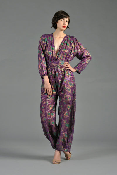 70s Deadstock Indian Jumpsuit w/Painted Florals | BUSTOWN MODERN