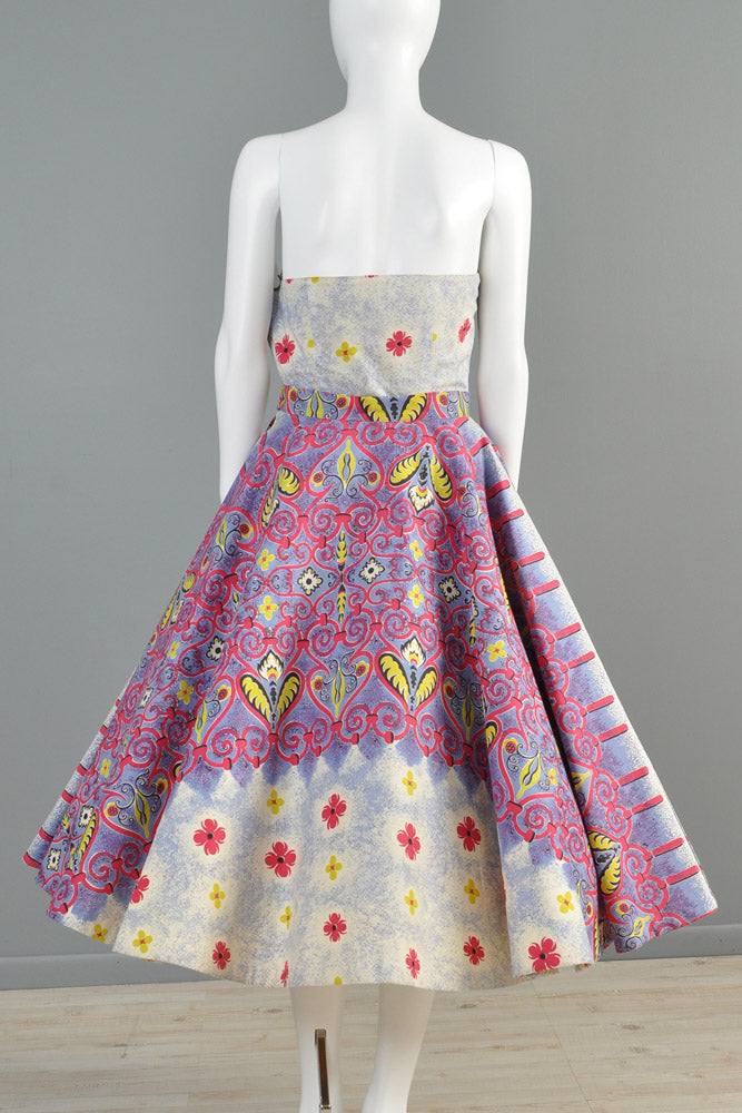 1950s 2pc Ethnic Full Circle Patio Dress | BUSTOWN MODERN